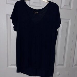 Lilly Pulitzer Etta V-Neck Short Sleeve Top Navy Blue Size Large